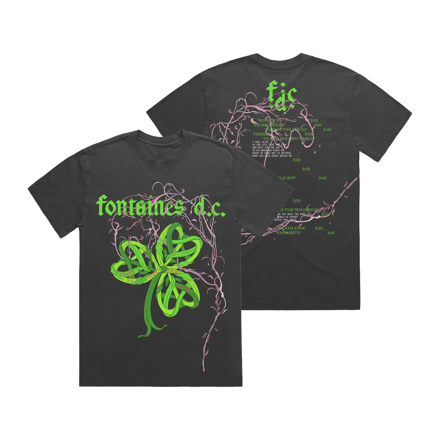Romance Shamrock | Faded Black T-Shirt