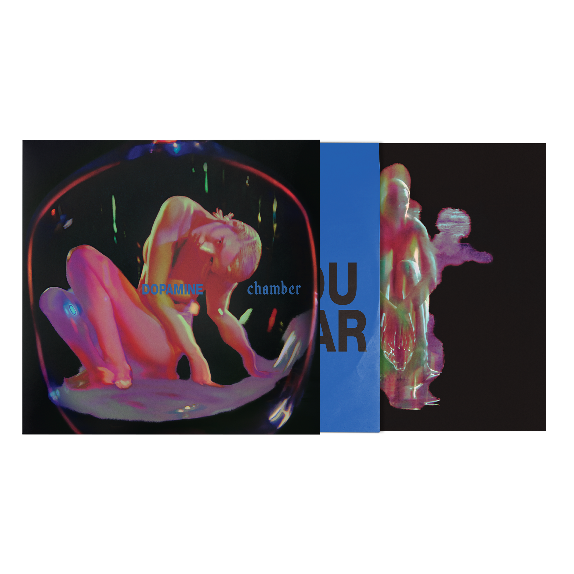 Album cover featuring neon artwork with a vertical blue band.